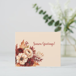 Cartão Postal Flores de Quedas de Cores-Saudações da Época-