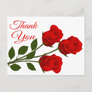 Cartão Postal Flores De rosa vermelha Obrigado Floral