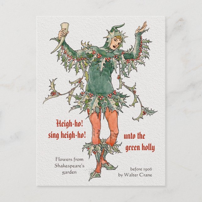 Cartão Postal Flores de Shakespeare Holly Walter Crane CC0968 (Frente)