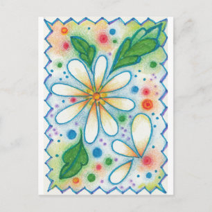 Cartão Postal Flores De Springtime Desenhando Margarida Psicodél
