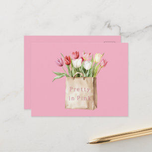 Cartão Postal Flores de Tulipa Rosa Vermelho Amarelo Branco em S