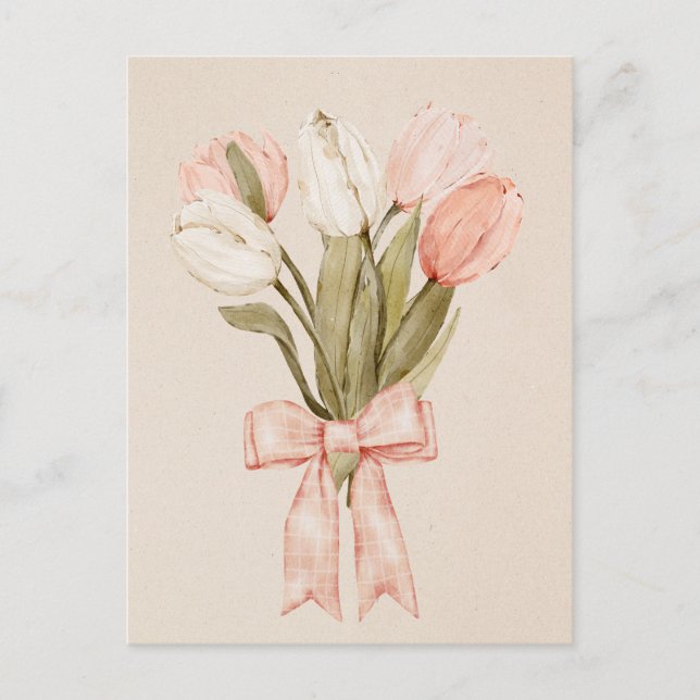 Cartão Postal Flores de tulipas de Pastel (Frente)