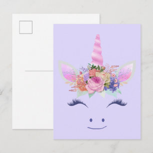 Cartão Postal Flores de Unicórnio Fofas e Maravilhosas Rosto 2