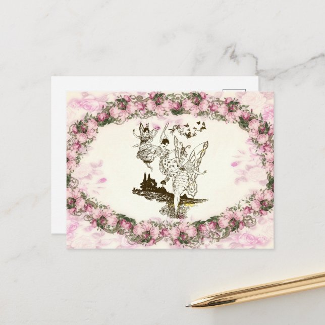 Cartão Postal Flores de Vintage Dançantes (Frente/Verso In Situ)