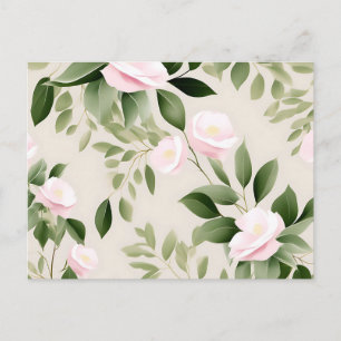 Cartão Postal Flores Delicadas de Aguarela Padrão Eucalipto