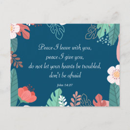 Cartão Postal Flores desenhadas à mão com John 14:27 Bíblia Vers