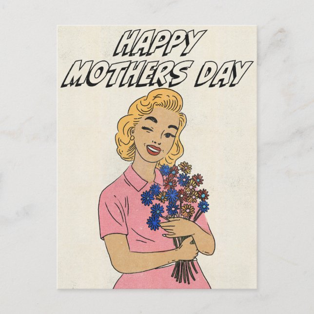 Cartão Postal Flores do Dia das Mães Feliz (Frente)