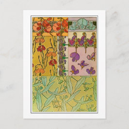 Cartão Postal Flores do Estilo Art Nouveau, Mucha