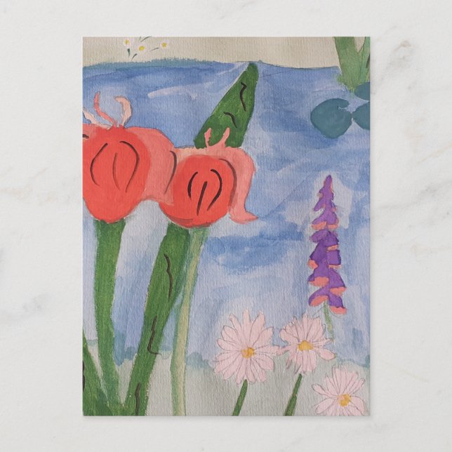 Cartão Postal Flores Do Lago Flat Postcard (Frente)