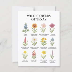 Cartão Postal Flores do Texas em Estilo de Aquarela