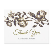 Flores Douradas Elegantes Clássicas Obrigado