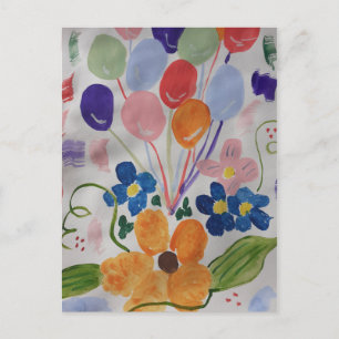 Cartão Postal Flores e Balões