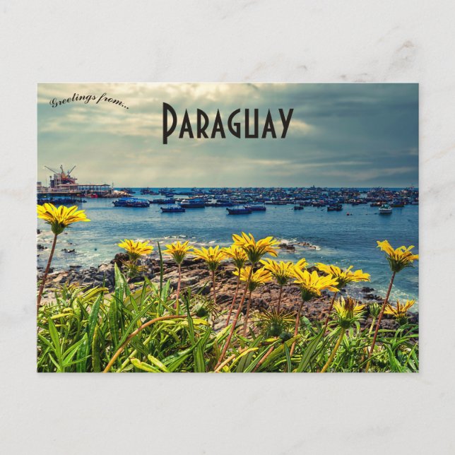 Cartão Postal Flores e Barcos no Paraguai (Frente)