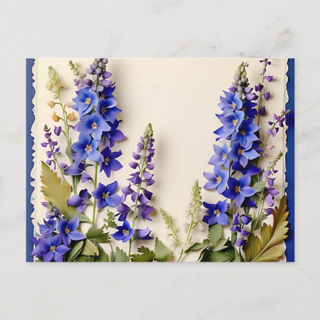 Cartão Postal Flores Elegantes de Delphinium (Frente)