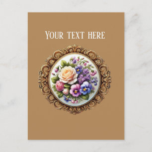 Cartão Postal Flores elegantes em moldura personalizáveis