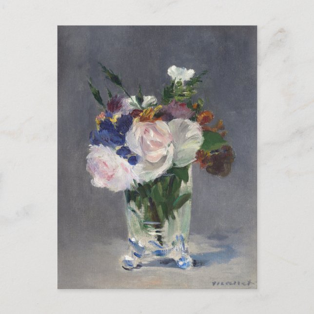 Cartão Postal Flores em um Vaso de Cristal | Édouard Manet (Frente)