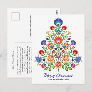Cartão Postal Flores Encantadas: Uma Tapeçaria Yuletide de Folcl