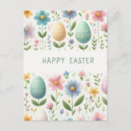 Cartão Postal Flores Felizes de Páscoa