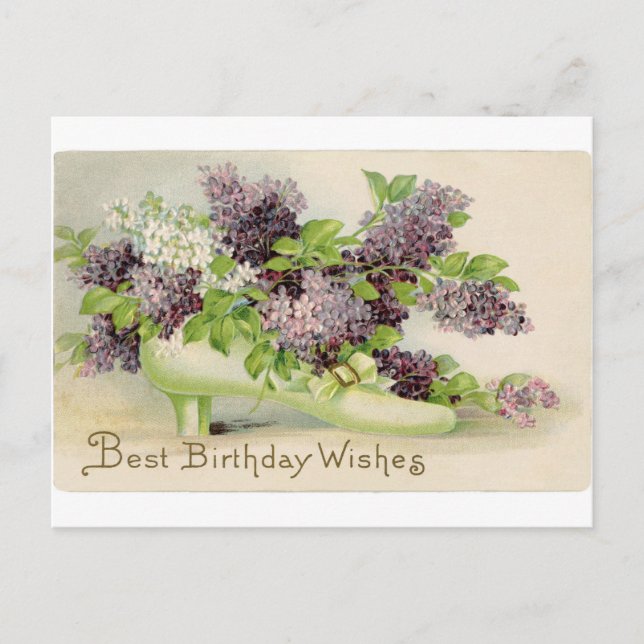 Cartão Postal flores Festas de aniversário de vindima (Frente)