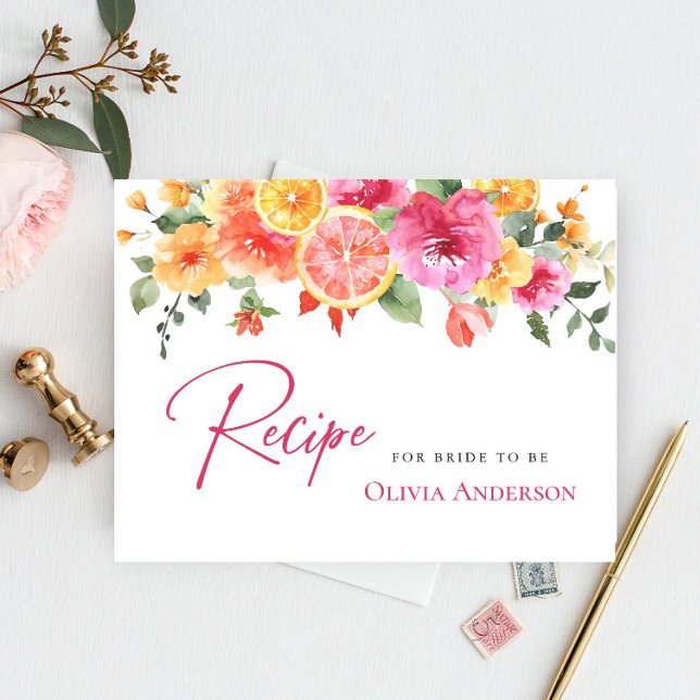 Cartão Postal Flores Festivas Brilhantes Citrus Bridal Card (Criador carregado)