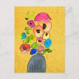 Cartão Postal Flores florais coloridas