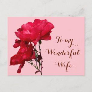 Cartão Postal Flores florais Românticas de rosa vermelha Feliz N