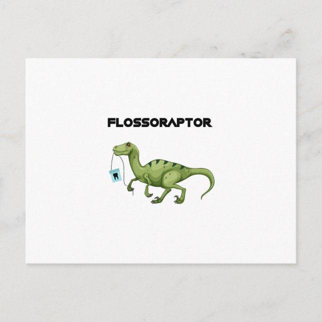 Cartão Postal Flores Flossoraptor Higiene Dental Engraçado Denti (Frente)