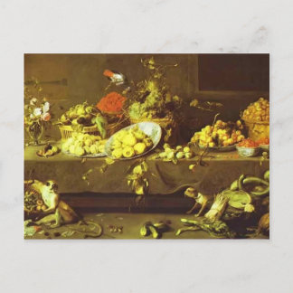 Cartão Postal Flores, Frutas e vegetais por Frans Snyders