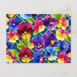 Cartão Postal Flores Geométricas Pansy Vibrantes