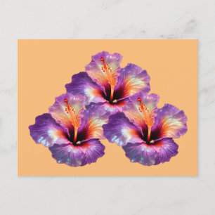 Cartão Postal Flores Holográficas Iridescentes de Hibisco