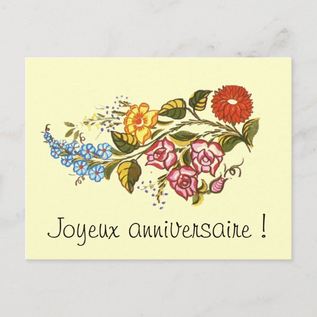 Cartão Postal flores horizontais1 - Joyeux aniversaire (Frente)