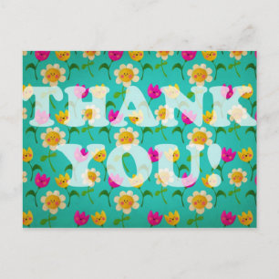 Cartão Postal Flores Kawaii Obrigado