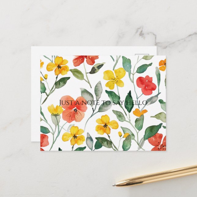 Cartão Postal Flores Laranja Amarelo (Frente/Verso In Situ)
