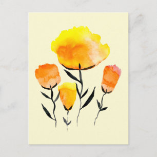 Cartão Postal Flores laranjas e amarelas felizes