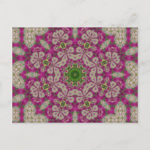 Cartão Postal Flores Magenta Lace Mandala