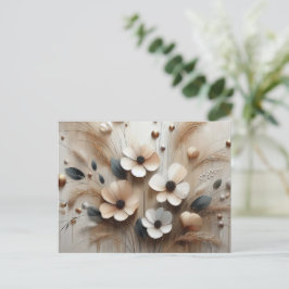 Cartão Postal Flores Modernas Beige-Pink 2