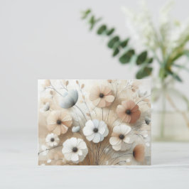 Cartão Postal Flores Modernas Beige-Pink 3