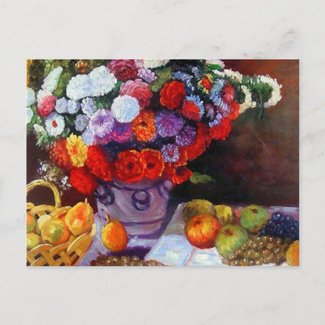 Cartão Postal Flores Monet e Frutas (Frente)