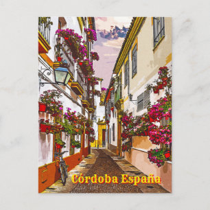 Cartão Postal Flores na rua. Córdova, Andaluzia, Espanha.