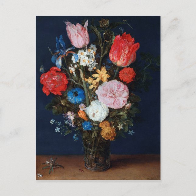 Cartão Postal Flores no Vaso, Jan Brueghel, o Velho (Frente)