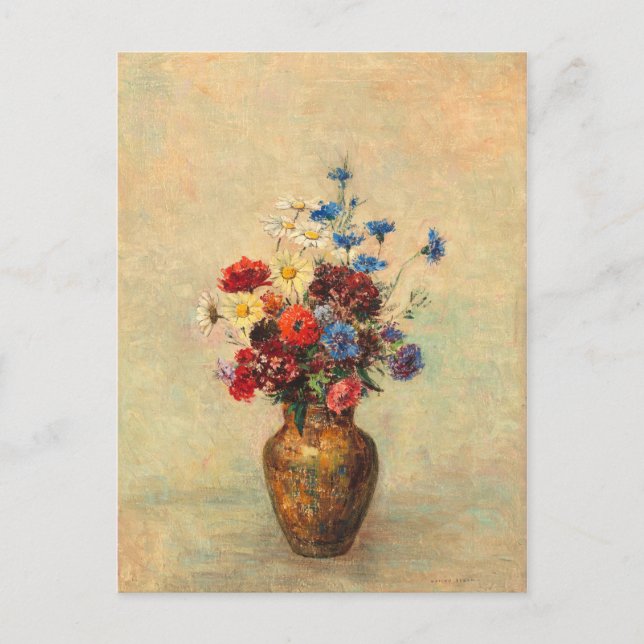 Cartão Postal Flores num Vaso por Odilon Redon (Frente)