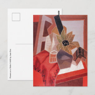 Cartão Postal Flores numa Mesa por Juan Gris, Cubismo Vintage