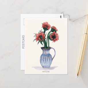 Cartão Postal Flores numa Vase Watercolor