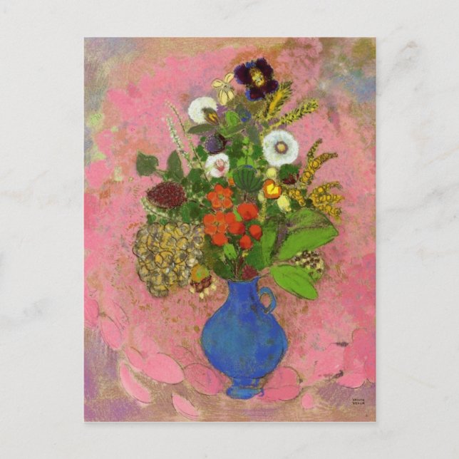 Cartão Postal Flores, Odilon Redon 1905 Pintura Floral (Frente)