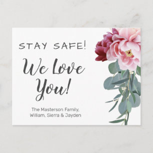 Cartão Postal Flores Personalizadas Fique Seguro Nós Amamos Você