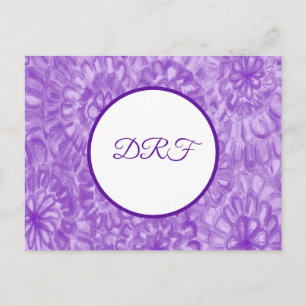 Cartão Postal Flores Pintadas Roxas com Monograma