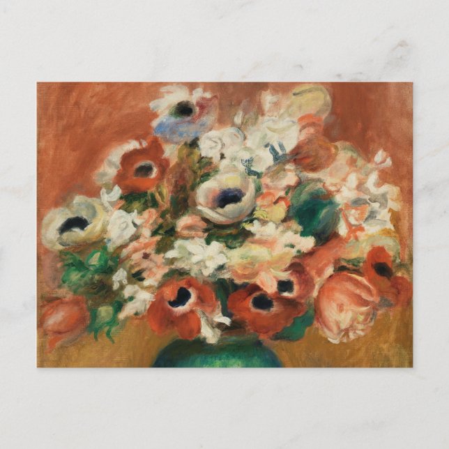 Cartão Postal Flores por Impressionista de Pintura Renoir (Frente)