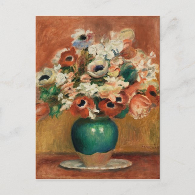 Cartão Postal Flores por Impressionista de Pintura Renoir (Frente)
