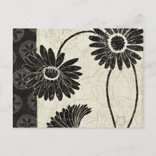 Cartão Postal Flores preto e branco