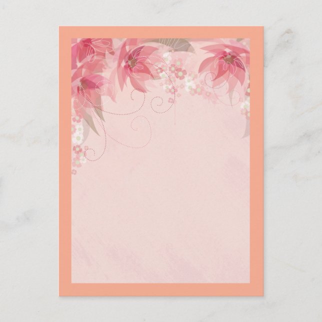 Cartão Postal flores rosa (Frente)
